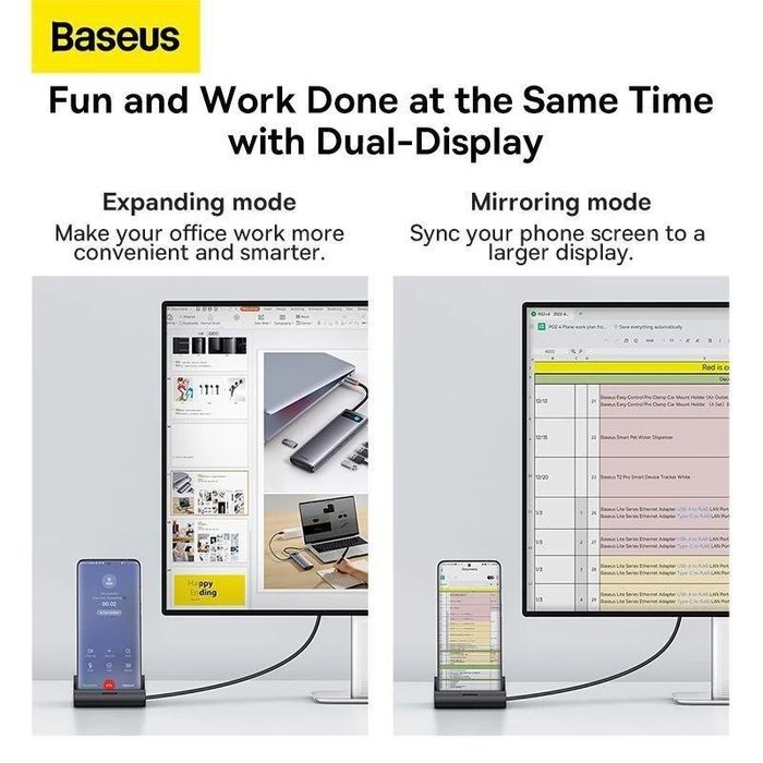 Baseus Hub + Подставка для телефона