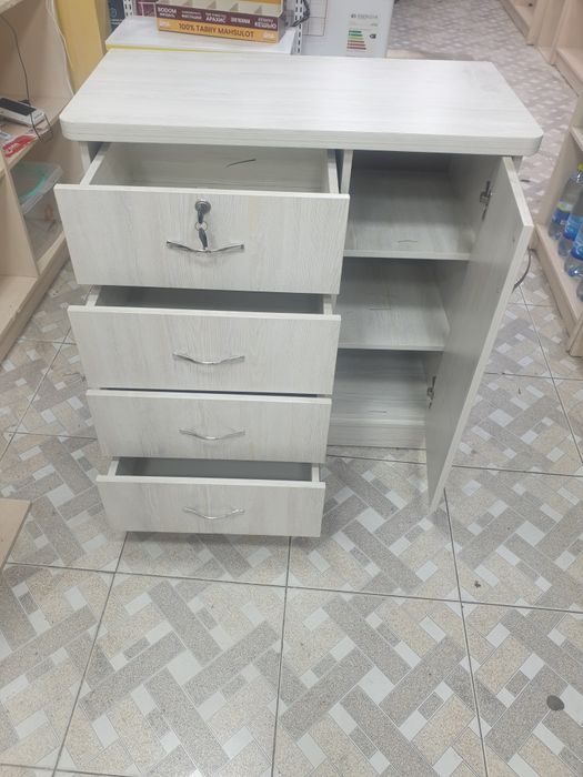 Tumba, Komod , oq teksturalik laminatdandan yaslagan, polkali, kalitli