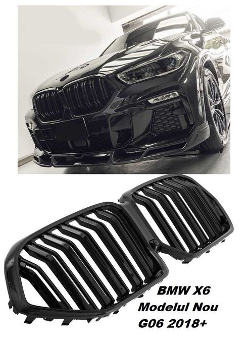 Grile Duble Centrale Negru Lucios Dedicate BMW X6 G06 2018+