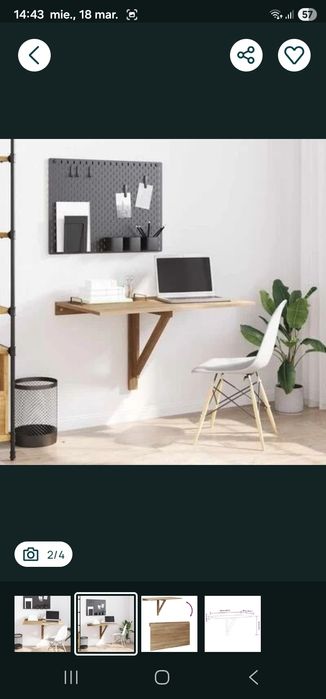 Masă de perete pliabilă, culoare stejar, 100 x 60

cm