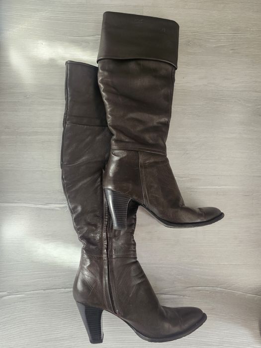Кафяви високи кожени ботуши Gianni, 39