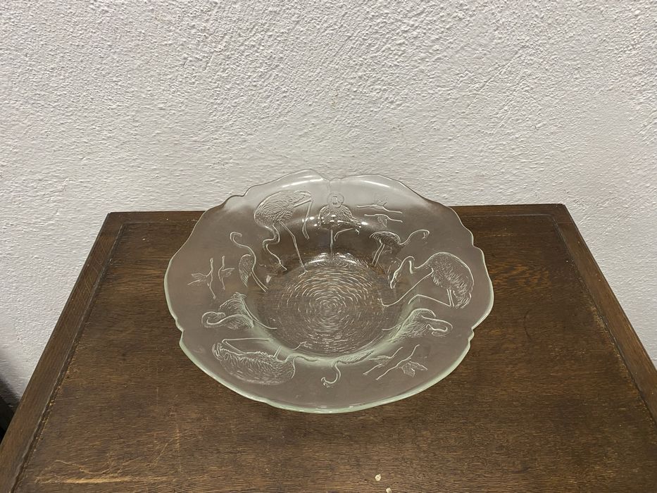 Френска кристална купа релеф птици Paris style 1950 те