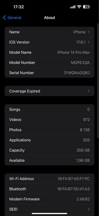Iphone 14 pro max (purple), 256 gb