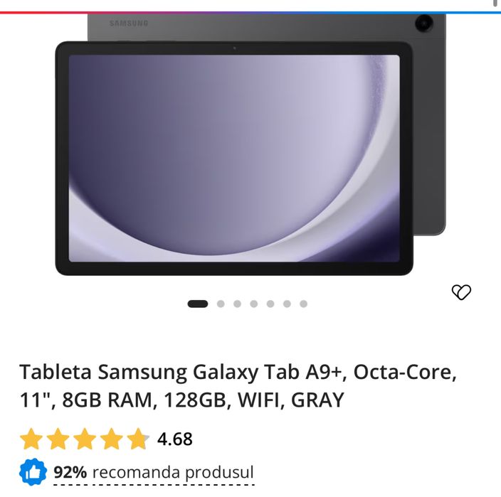 Samsung Galaxy Tab A9+ Octa-Core 11" 8GB RAM, 128GB, sigilata, transport inclus
