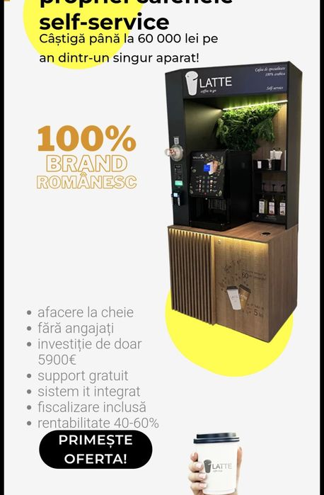 Aparat vending cafea (tip LATTE) – ideal pentru business / venit pasiv