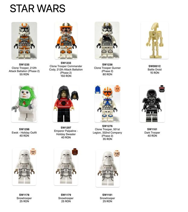 LEGO Minifigurine Star Wars, Marvel, Harry Potter, Disney, CMF