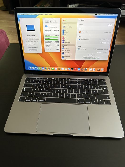 Vând Macbook Pro A1708 i5 8 GB RAM 256 GB SSD 199 cicluri