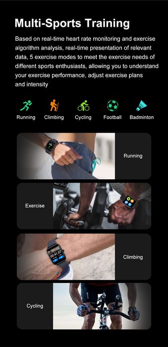 Смарт часовник Bakeey I10 1,57", разговори кръвно пулс аларма IP67 нов