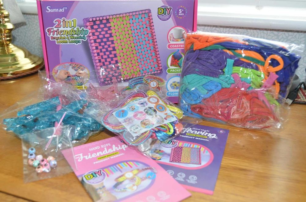 Комплект за тъкане и изработка на гривни Sunrad 2 в 1 за момичета