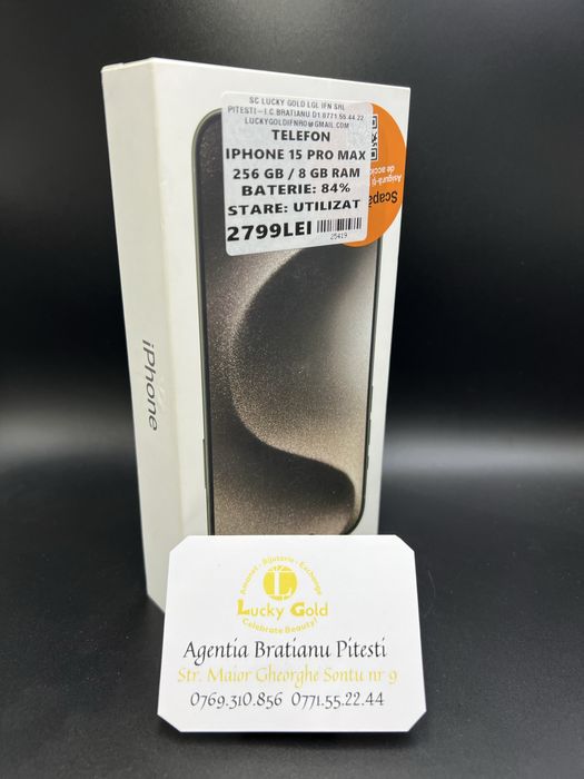 Iphone 15 pro max 256/8 gb baterie 84% cod 25419