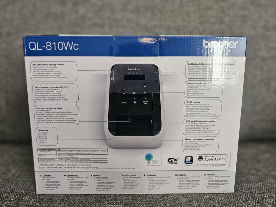 Brother QL-810Wc nou, sigilat, 750 lei – imprimantă etichete WiFi, rapidă, compactă