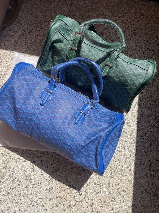 Луксозна пътна чанта Goyard (Зелена / Синя) – Нова!