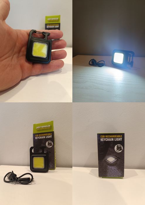 Mini lanternă LED reîncărcabilă USB, neagră, cu încărcător USB-C inclu