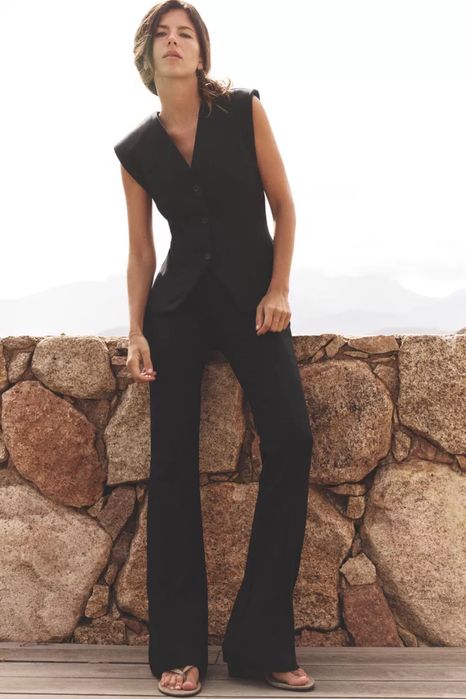 Черен широк панталон ZARA