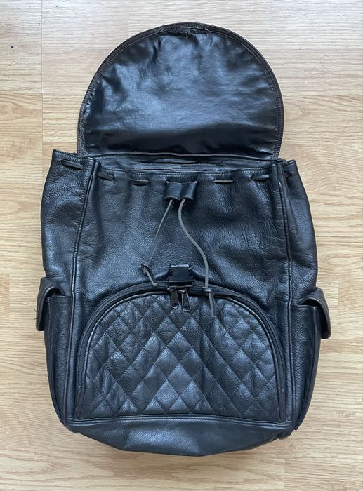 Rucsac din piele naturala negru/black