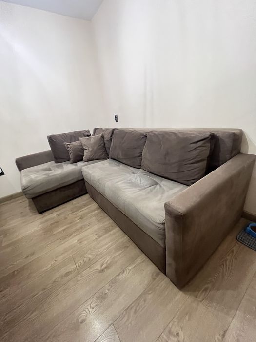 Ъглов диван 140/240 в опция сън и ракла, сив/кафяв