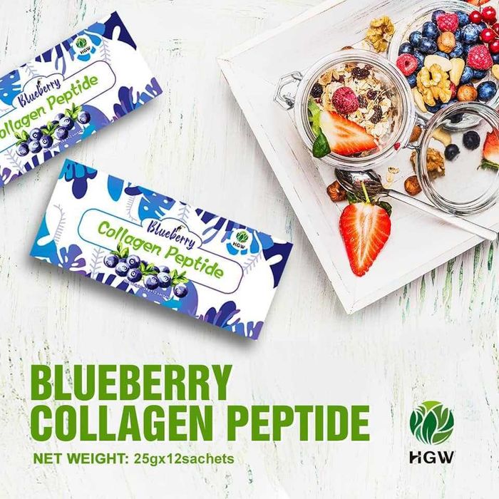 Colagen Peptide Blueberry GreenWorld 300g 12 plicuri antioxidant hidratare peptide - ușor de absorbit de organism