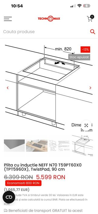 Plita inducție Neff N70 T59PT60x0 TwistPad 90cm