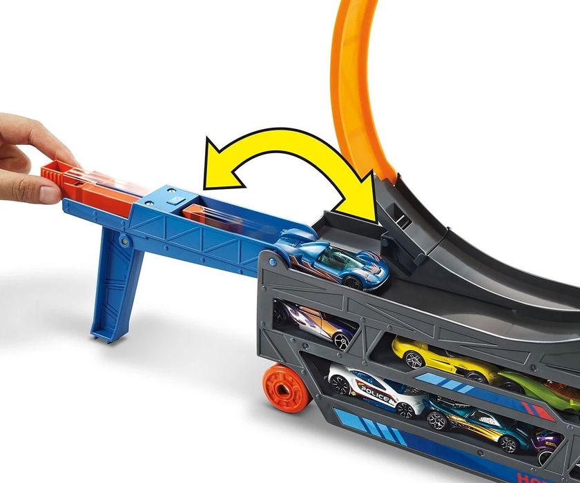 Hot Wheels - Игрален комплект Транспортьор с писта и количка