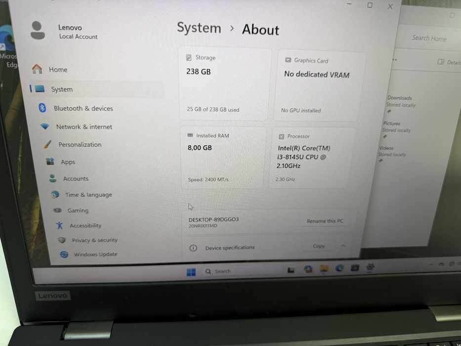 Lenovo Thinkpad L390 Yoga I3-8265U 256GB M.2 8GB  DDR4