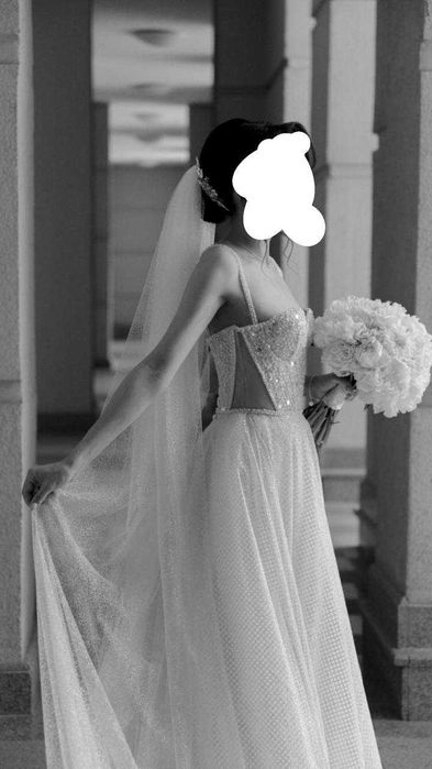 Свадебное платье б/у - размер XS