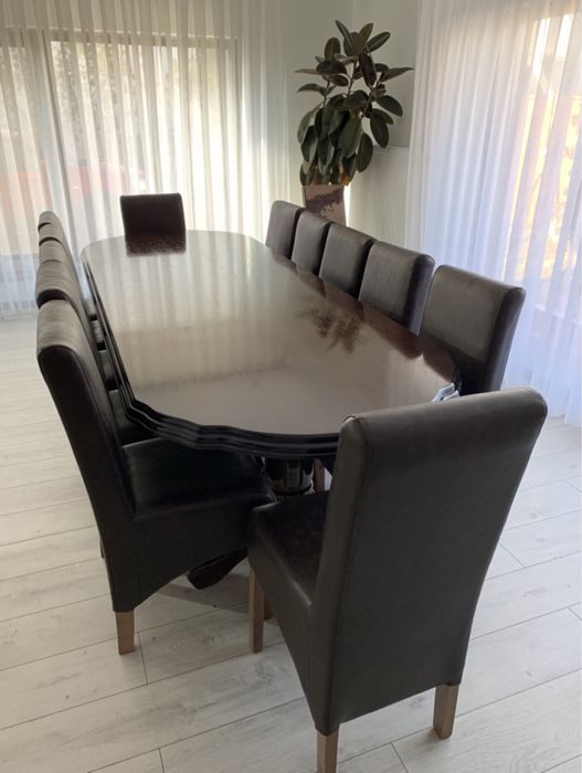 Scaune scaun lemn imitatie de piele mese masa lemn living bucatarie