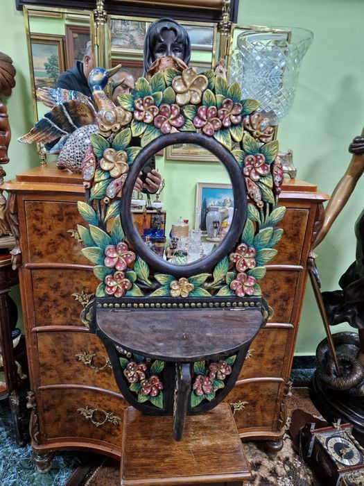 Много старо английско антикварно дървено огледало