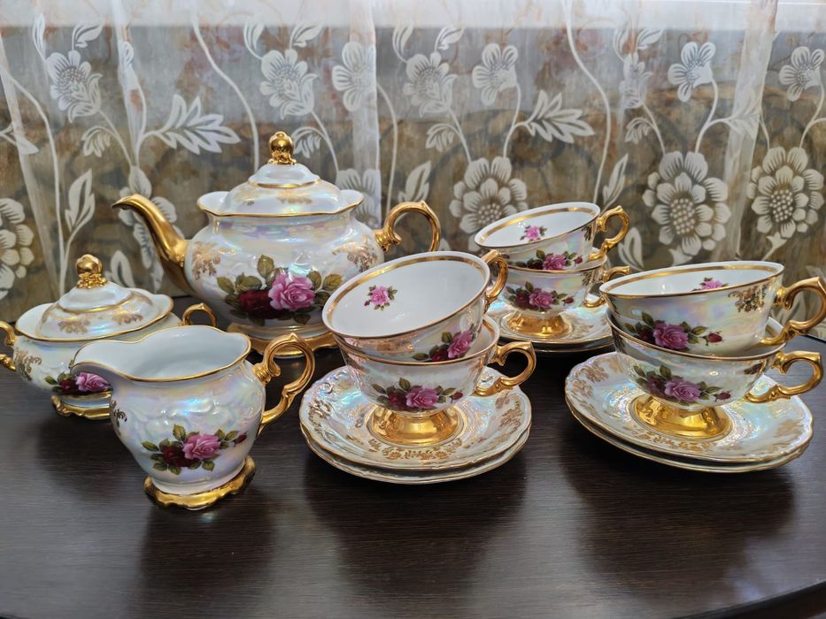 Чайный сервиз Чехия оригинал. Бокалы хрусталь СССР