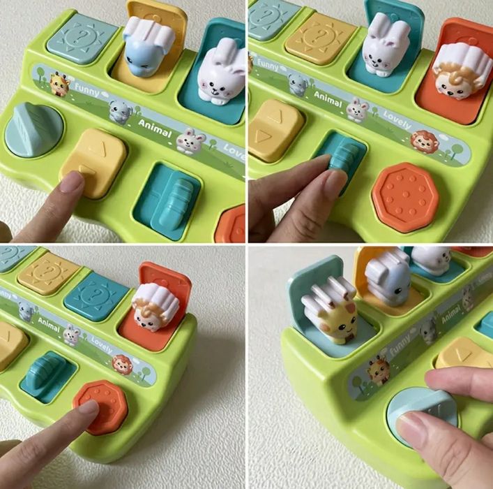 Интерактивна образователна играчка – Pop-up кутия с животни криеница