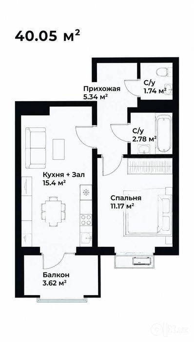 Поодаётс 2 комнатная ЖК Assalom Boglar ор-р Ботанический Сад
