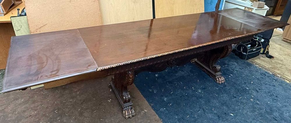 Masa Vintage Extensibila din lemn Stil Neo Baroc; Masa cu blat 195x85