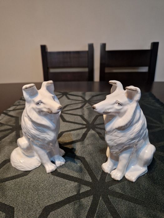 Чифт страхотни антикварни руски порцеланови фигури статуетки