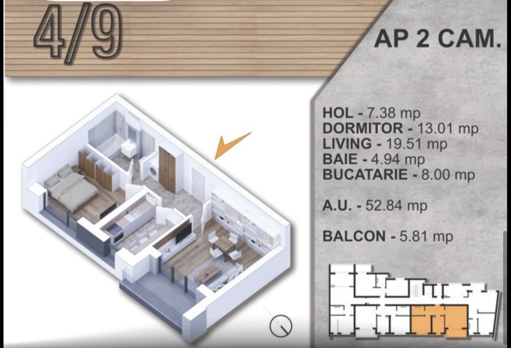 Apartament de vânzare.(Zona Piața Unirii)