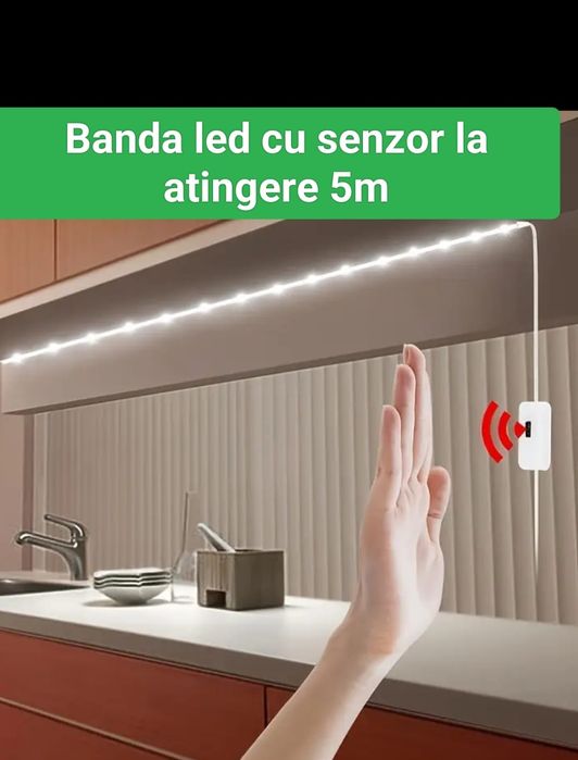 Banda Led cu senzor la atingere lumina rece alimentare USB - 5m
