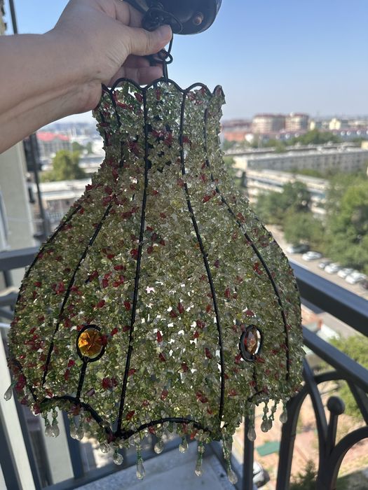 Винтажный абажур из бусин ручной работы