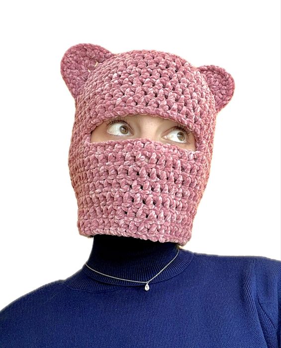 Balaclava cagula caciula crosetata manual model ursulet
