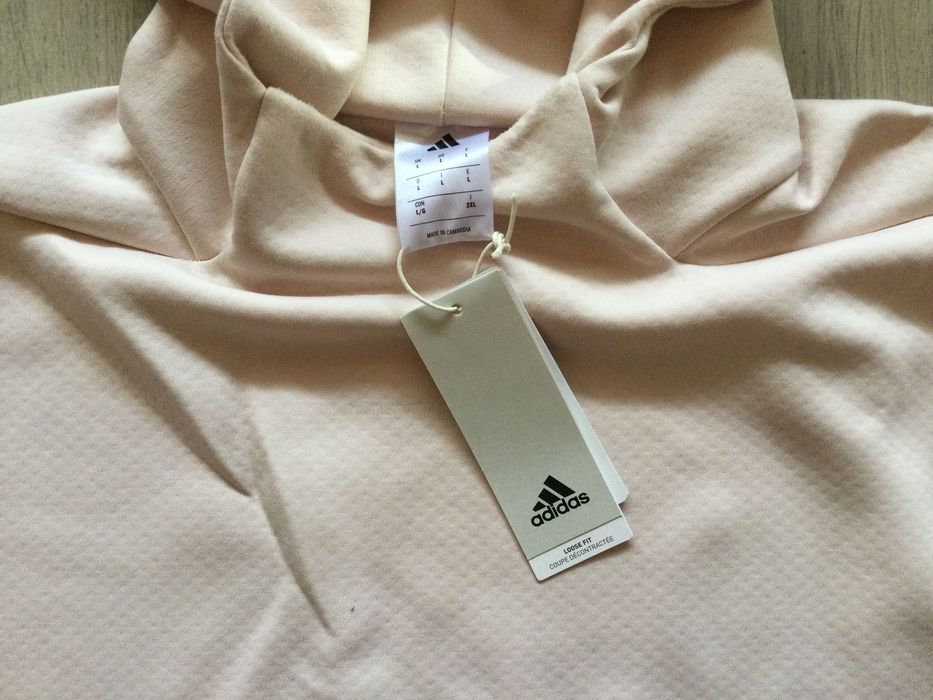 НОВ оригинален бледо розов памучен суичър ADIDAS ZNE размер L от САЩ
