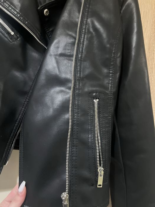 Черно кожено яке, размер S