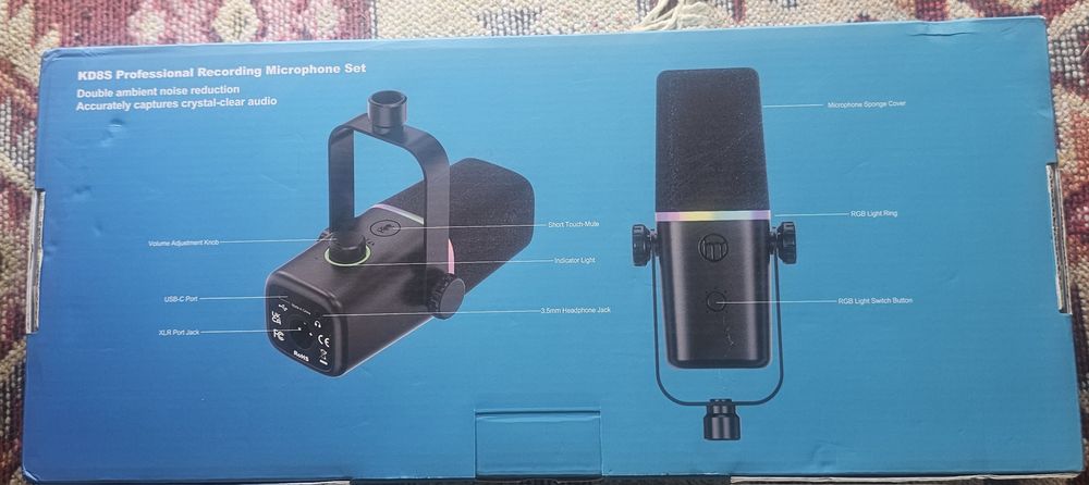 Microfon Gaming RGB, Noise Canceling , Cu Suport