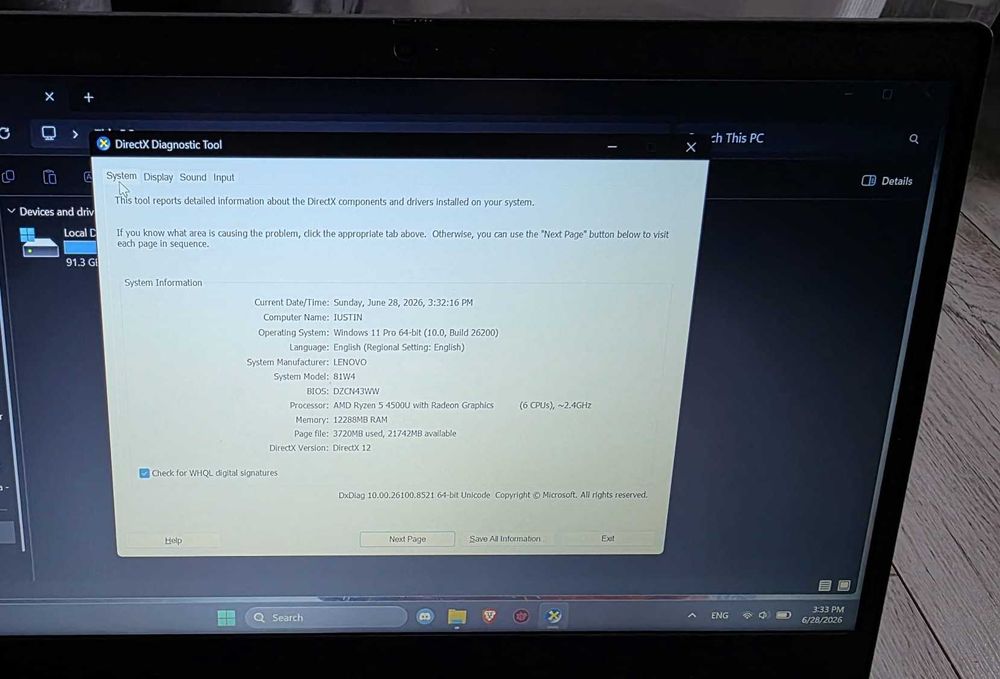 Laptop Lenovo IdeaPad 3 15ARE05 | Ryzen 5 4500U | 12GB RAM | 512GB SSD