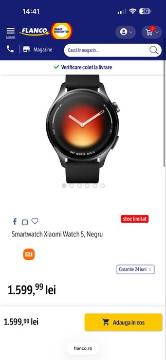 Smartwatch Xiaomi Watch 5 Black , model M2501W1 , Sigilat