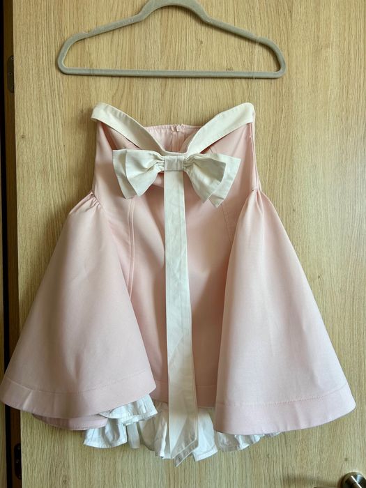 Прекрасна рокля с панделка в бебешко розово, размер С/М