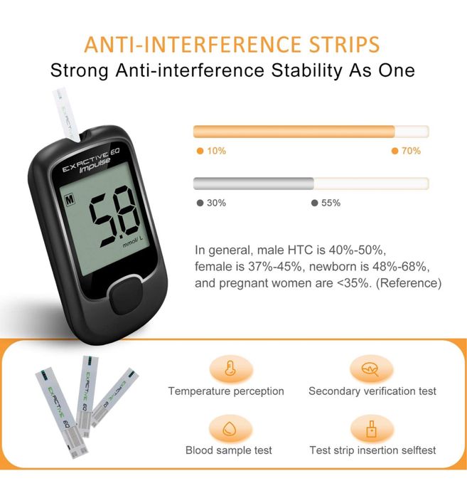 Kit de testare a diabetului zahaeat Monitor de glicemie Tester