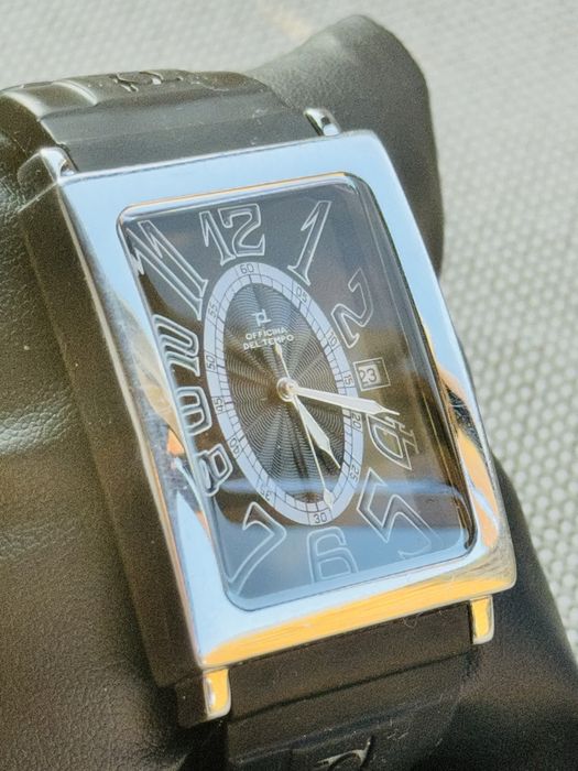 Ceas barbatesc Officina del Tempo Black Guilloche mecanism Quartz