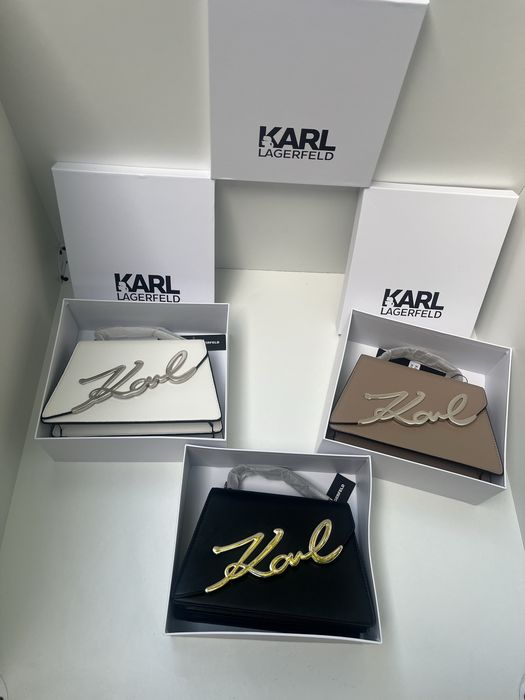Geanta Karl Lagerfeld negru/alb/crem