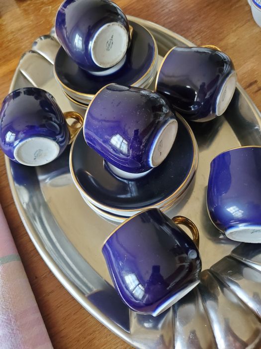 Set 6 cești de cafea albastru cobalt