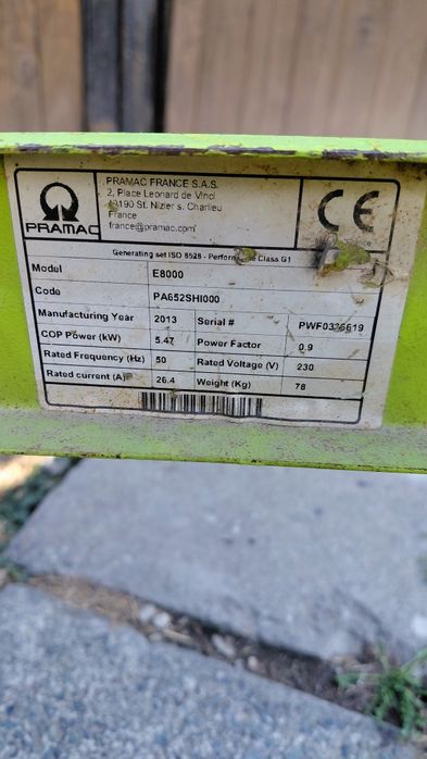 Генератор за ток,4-тактов 6.4kw PRAMAC E 8000