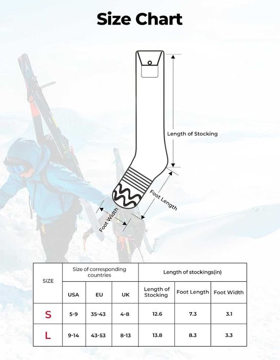 KEMIMOTO Отопляеми акумулаторни електрически чорапи за зимни спортове
