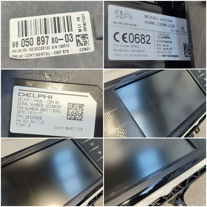 KIT MULTIMEDIA / DISPLAY CENTRAL + CITITOR CHEIE + PANOU COMANDĂ CITROEN C4 PICASSO 2015 / 2013–2018 / COD OEM 9805089780 / 98011193XU (5E2)