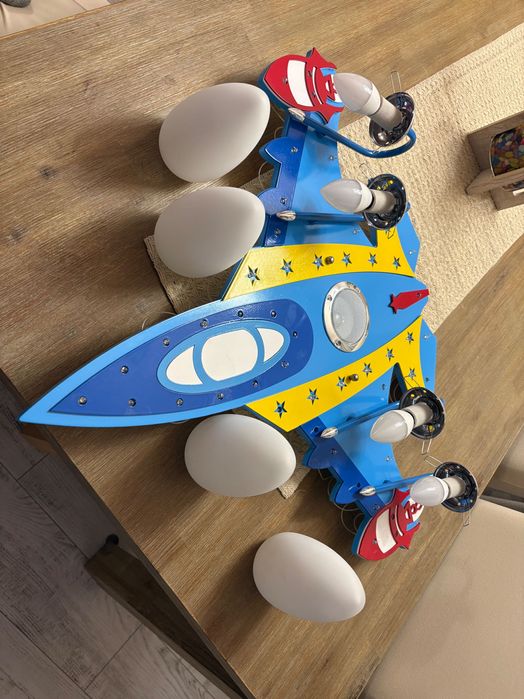 полилей Авиатор от метал в син цвят за детска стая с bluetooth